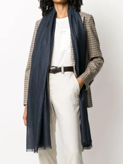 Brunello Cucinelli Frayed-edge Scarf In Blue