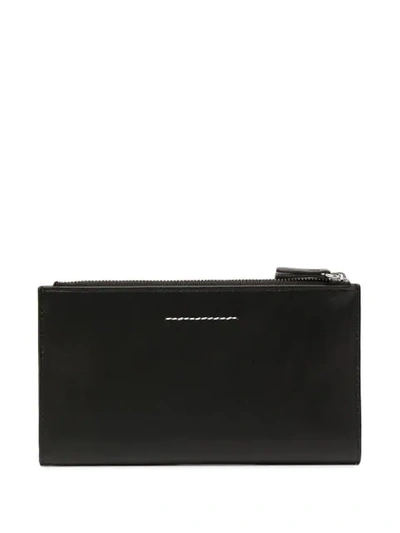 Shop Mm6 Maison Margiela Number-print Contrast-stitching Wallet In Black