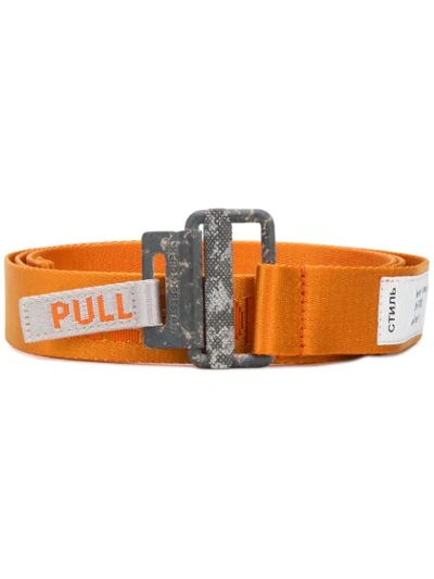 Shop Heron Preston Logo Embroidered Ring Buckle Belt In Orange