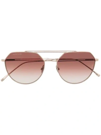 Shop Lacoste Aviator Sunglasses In Gold