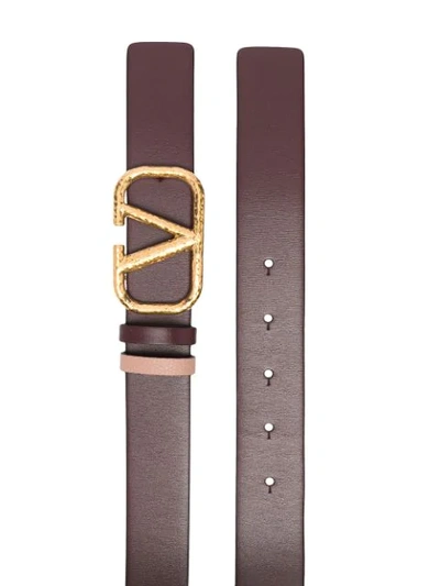 Shop Valentino Vlogo Leather Buckle Belt In Red