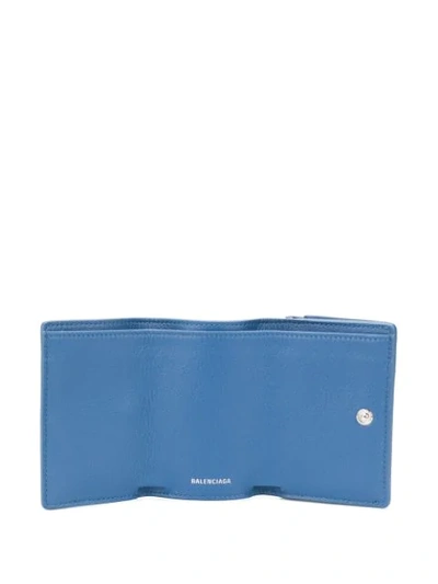 Shop Balenciaga Mini Paper Wallet In Blue