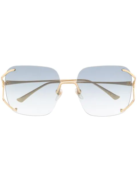 gucci square frame metal sunglasses