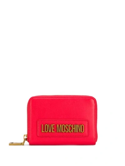 Shop Love Moschino Zip-around Logo Wallet In Red
