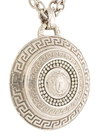Pre-owned Versace Medusa Medallion Necklace In Silver