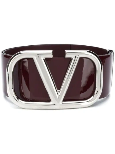 Shop Valentino Vlogo Buckle Belt In Purple