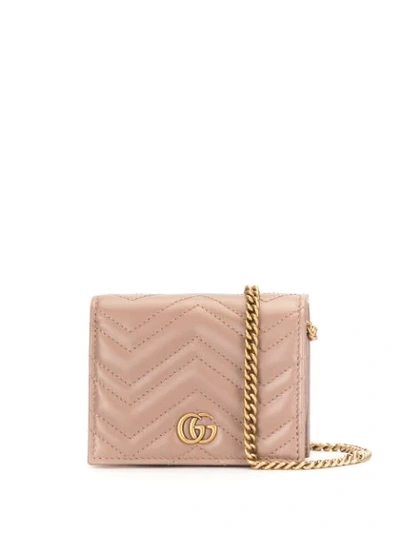 Shop Gucci Gg Marmont Chain Wallet In Pink