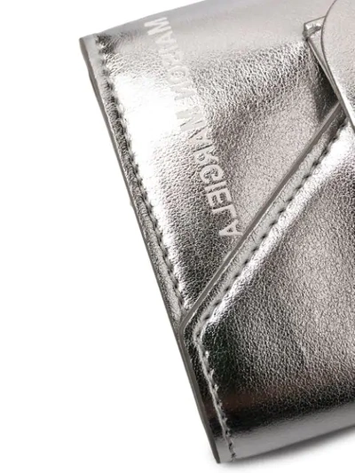 Shop Mm6 Maison Margiela Metallic-finish Lanyard Wallet In Silver