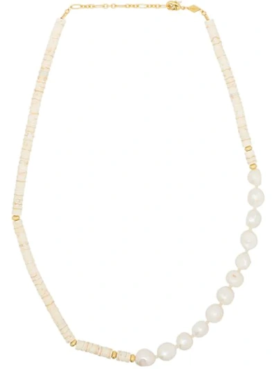 Shop Anni Lu Nomad Pearl-beaded Necklace In Gold