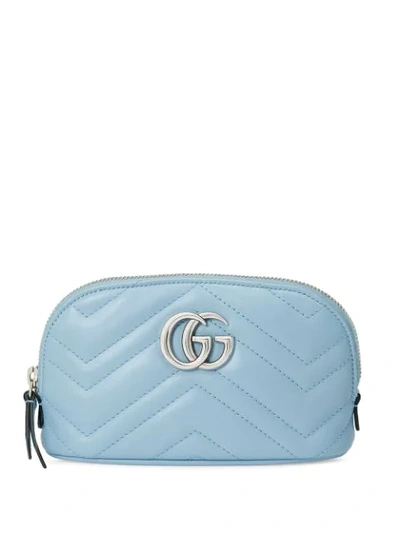 Shop Gucci Gg Marmont Makeup Bag In Blue