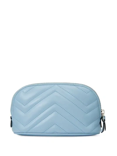 Shop Gucci Gg Marmont Makeup Bag In Blue