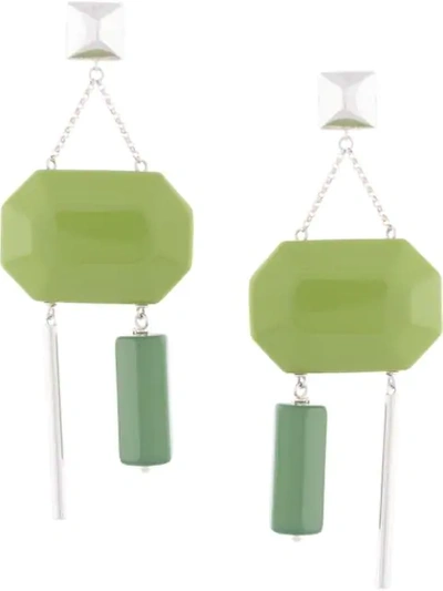 Shop Ralph Lauren Geometric Drop Earrings In Green