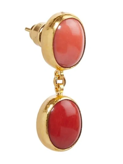 Shop Gurhan 24kt Gold Rune Coral Drop Earrings In Ylwgold