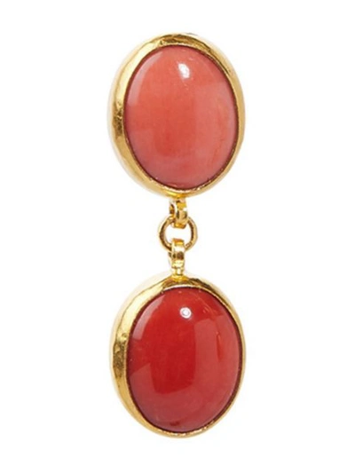 Shop Gurhan 24kt Gold Rune Coral Drop Earrings In Ylwgold