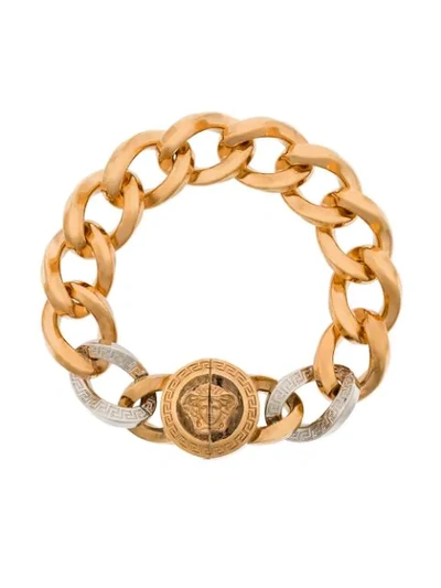 Shop Versace Chain-link Medusa Detail Bracelet In Gold