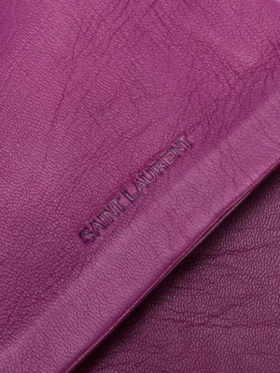 Shop Saint Laurent Logo-debossed 5-finger Gloves In Purple