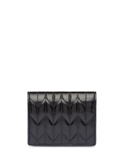 Shop Miu Miu Matelassé Compact Wallet In Black