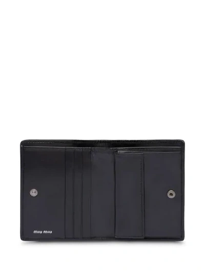 Shop Miu Miu Matelassé Compact Wallet In Black