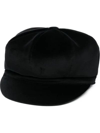 Shop Dolce & Gabbana Velvet Baker Boy Hat In Black