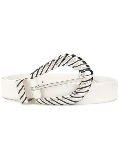 Shop Alberta Ferretti Twisted Buckle Belt In White