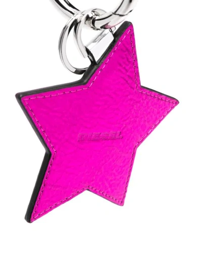 Shop Diesel Metallic Star Keyring In Pink