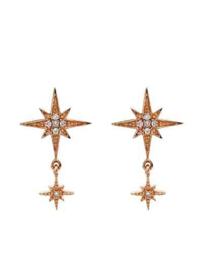 Shop Sydney Evan 18kt Rose Gold Diamond Double Starbust Earrings