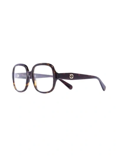 Shop Gucci Havana Square-frame Glasses In Brown