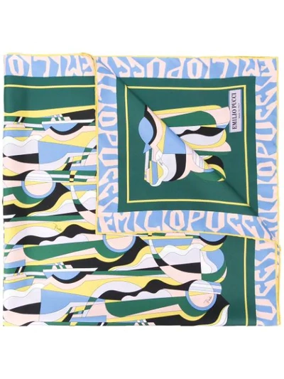 Shop Emilio Pucci Graphic-print Cashmere Scarf In Green