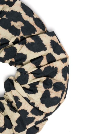 Shop Ganni Leopard Print Scrunchie In Neutrals