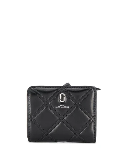 Shop Marc Jacobs Mini The Softshot Quilted Wallet In Black