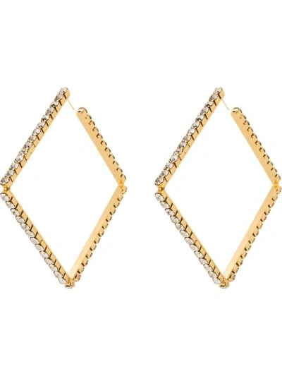 Shop Area Embellished Square Hoop Earrings In Gold