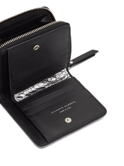 Shop Giuseppe Zanotti Metallic Crocodile Embossed Wallet In Silver