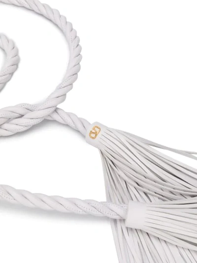 Shop Valentino Vlogo Braided Belt In White