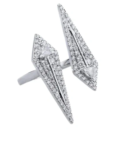 Shop Alessa 18kt White Gold Diamond Arrow Ring In Silver