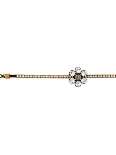 Shop Gucci Crystal Double G Bracelet In Gold