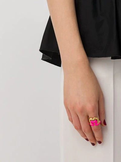 Shop Nevernot 18kt Gold Heart Shaped Ring In Neon
