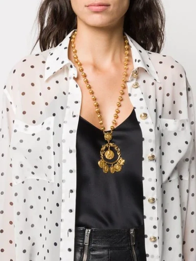 Shop Dolce & Gabbana Votive Image Drop Necklace In Gold