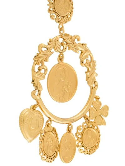 Shop Dolce & Gabbana Votive Image Drop Necklace In Gold