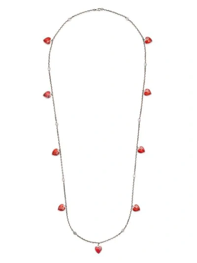 Shop Gucci Heart Charm Chain Necklace In Metallic