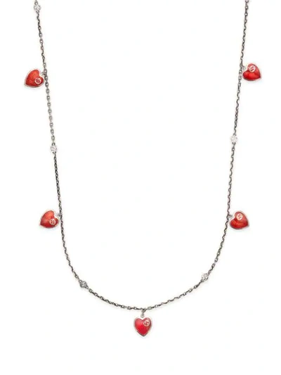 Shop Gucci Heart Charm Chain Necklace In Metallic