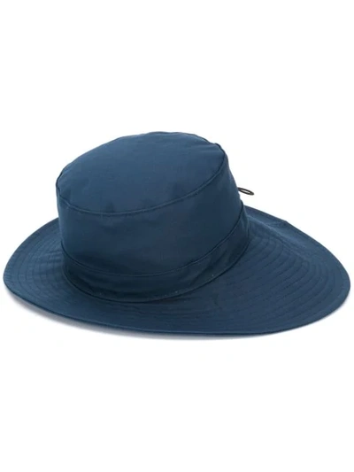 Shop Chloé Leather Patch Sun Hat In Blue