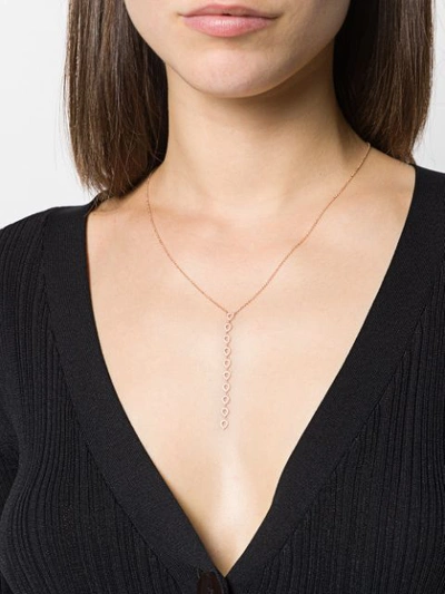 Shop Ef Collection 14kt Gold Diamond Rear Drop Necklace In Bronze
