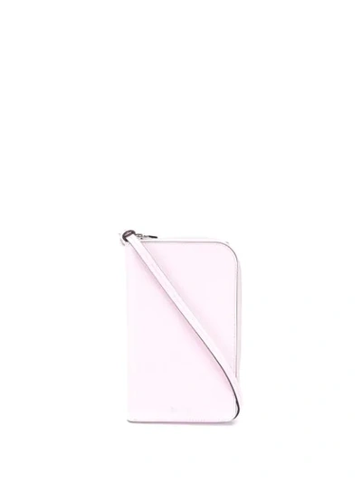 Shop Ganni Zip-around Wallet On A Chain In Pink