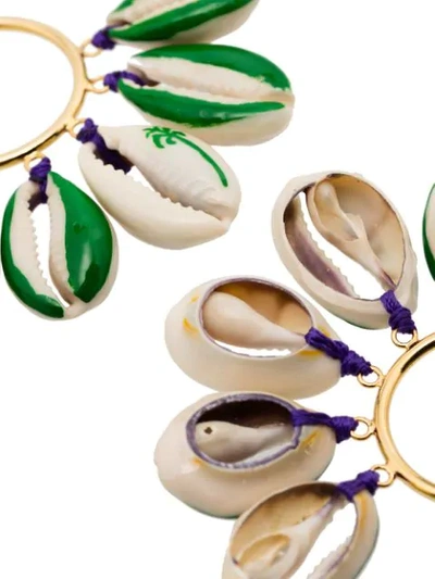 Shop Venessa Arizaga Gold-plated Palm Tree-print Shell Earrings In Green