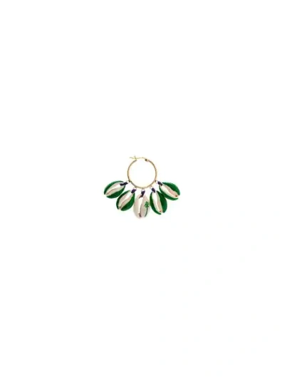 Shop Venessa Arizaga Gold-plated Palm Tree-print Shell Earrings In Green