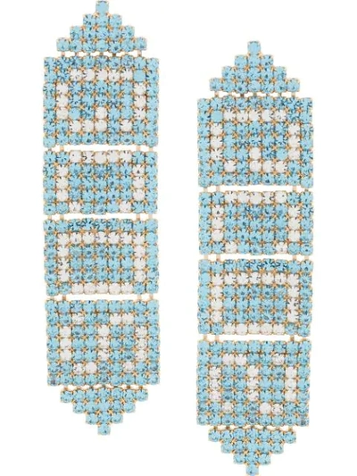 Shop Gcds Crystal-logo Drop Earrings In Blue