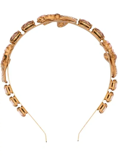 Shop Dolce & Gabbana Crystal Bow Hair Band In Gold