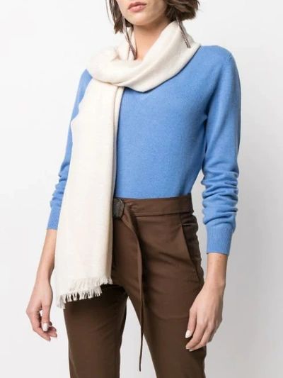 Shop Brunello Cucinelli Fringe-trimmed Cashmere Scarf In Neutrals