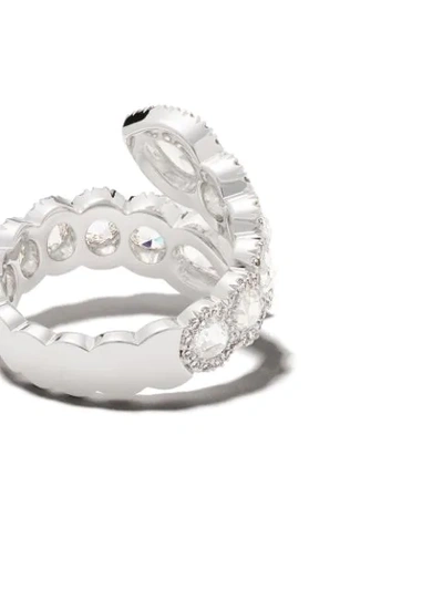 Shop David Morris 18kt White Gold Rose Cut Toi Et Moi Pearshape And Round Diamond Ring