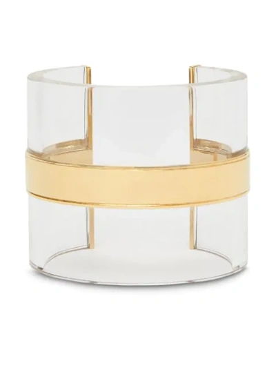 Shop Burberry Transparent Cylindrical Cuff In Gold